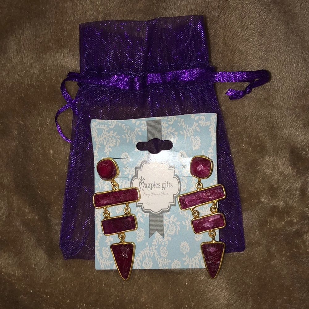 Purple stone drop Earrings
